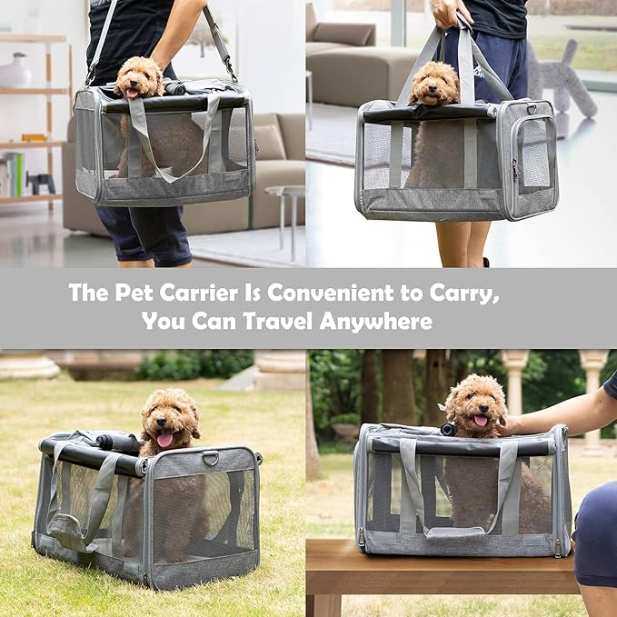 Pet Carrier for Large Cats, Soft-Sided Cat Carrier for Medium Big Cats and Puppy up to 20lbs, Washable Dog Carrier Privacy Protection for Home Outdoor Travel