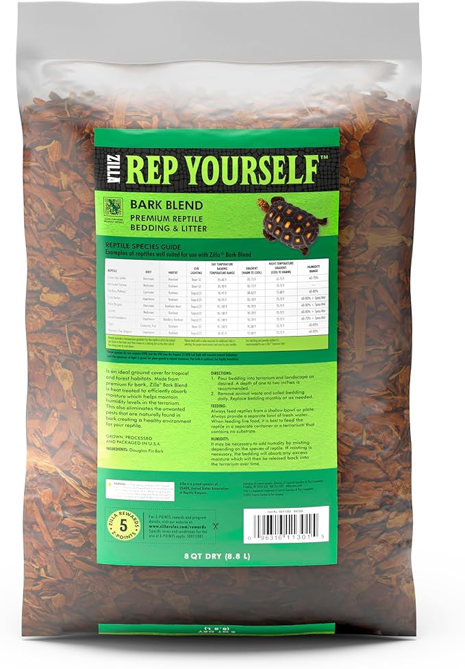 Zilla Bark Blend, Organic Fir Bark for Tropical and Forest Habitats, 8 Quarts