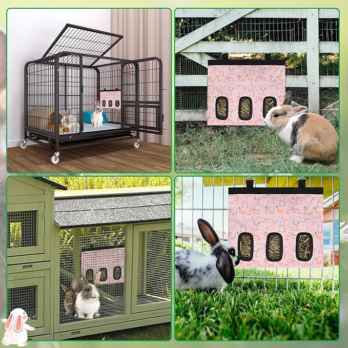 Rabbit Hay Feeder Bag, Guinea Pig Hay Feeder,Bunny Hay Bag, 600D Oxford Cloth Fabric Pet Hay Hanging Feeder Storage for Rabbit, Small Animal.