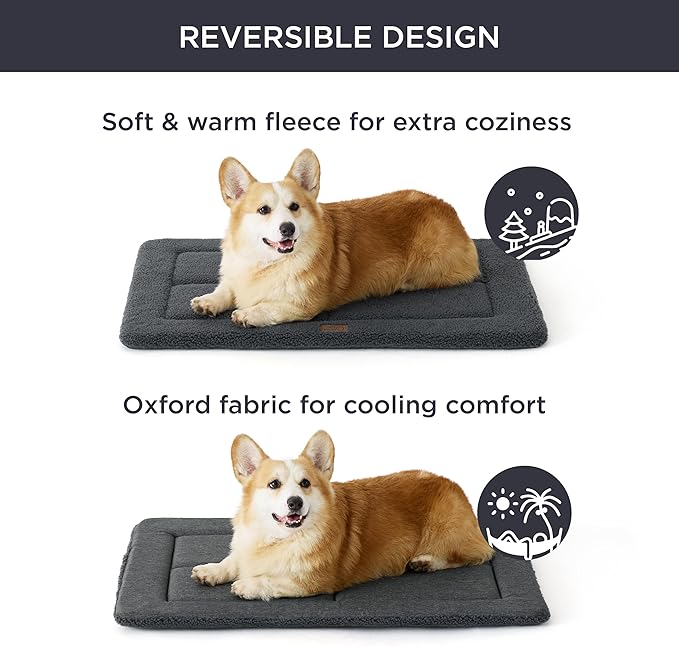 Bedsure Washable Dog Bed for Large Dogs, Reversible Foam Floor Dog Mat, Lightweight Travel Flat Pet Beds for Indoor & Outdoor Dogs (36" x 27", Dark Grey)