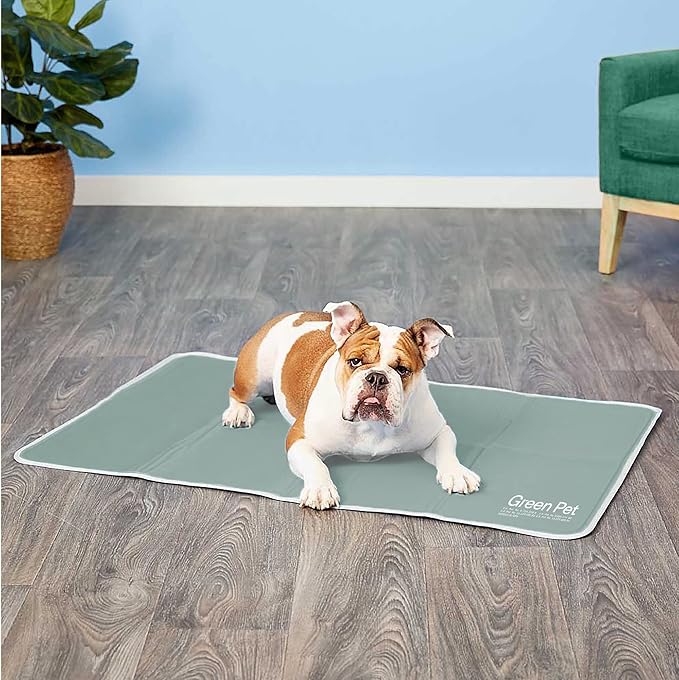 The Green Pet Shop Dog Cooling Mat, Extra Small - Pressure Activated Pet Cooling Mat for Dogs and Cats, for XS Sized Pets (0-8 Lb.) - Non-Toxic Gel Dog Cooling Pad, No Water Needed - Sage Grey