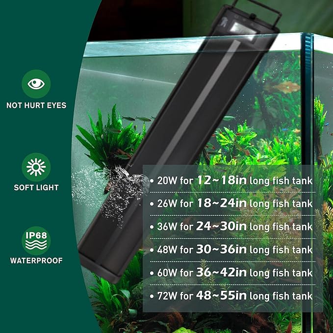 hygger Aquarium Programmable LED Light, for 12~18in Long Full Spectrum Plant Fish Tank Light with LCD Setting Display, 7 Colors, Sunrise Sunset Moon and DIY Mode, for Novices Advanced Players