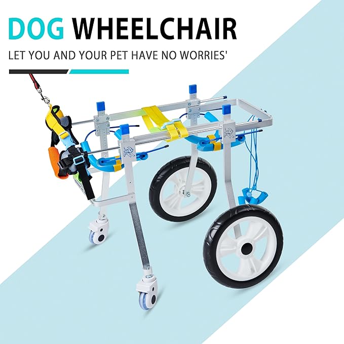 Adjustable 4-Wheel Dog Wheelchair| Pet Wheelchairs with Disabled Hind Legs Walking|Full Support Dog wheelchairs (7-Size) (XL)