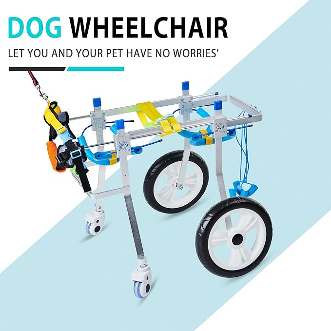 Adjustable 4-Wheel Dog Wheelchair| Pet Wheelchairs with Disabled Hind Legs Walking|Full Support Dog wheelchairs (7-Size) (L)