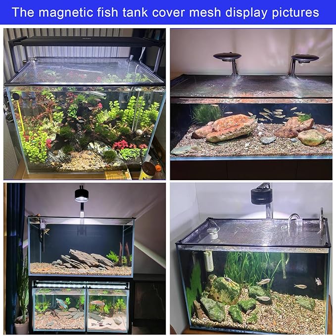 Magnetic Aquarium Cover lid Fish Tank lid Anti-Jumping net Cover mesh Terrarium lid Aquarium Hood (Big Size DIY Cover lid)