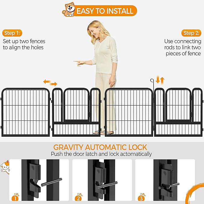 Yaheetech Outdoor Dog Playpen - 16 Panel Fence for Large, Medium and Small Dogs - Heavy Duty Exercise Pen for Puppies and Small Animals - Portable for RV Camping and Yard