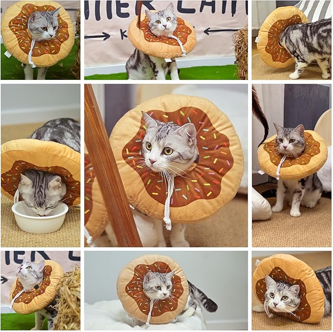 BEAUTYZOO Cat Cone Collars Soft, Cat Recovery E Collars After Surgery to Stop Licking, Adjustable Elizabeth Circle Collar Cute Pet Donut Pillow for Cats Kitten Small Dogs