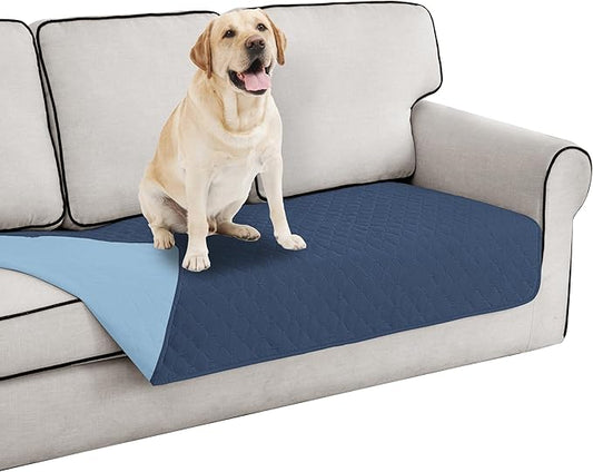 Easy-Going 100% Waterproof Dog Bed Cover Reversible Leak Proof Couch Cover Washable Sofa Cover Furniture Protector Blanket for Pets Kids Children Dog Cat (30x70 Inch, Dark Blue/Light Blue)