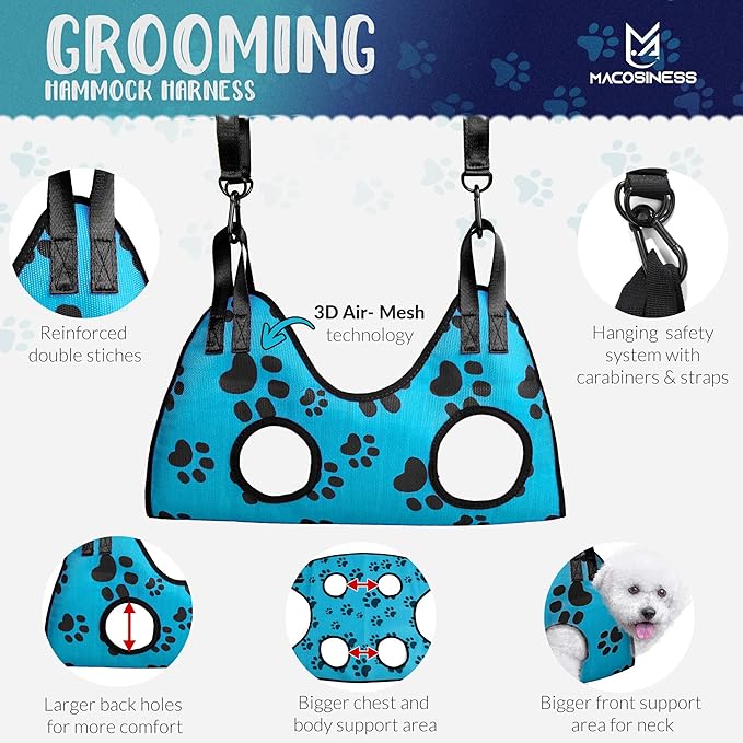 Dog Grooming Hammock - Dog Grooming Hammock Harness for Cats Dogs - Pet Grooming Hammock - Dog Nail Clipper - Dog Hammock - Dog Nail Trimmers - Dog Sling - Dog Sedation for Nail Trimming - Dog Nail