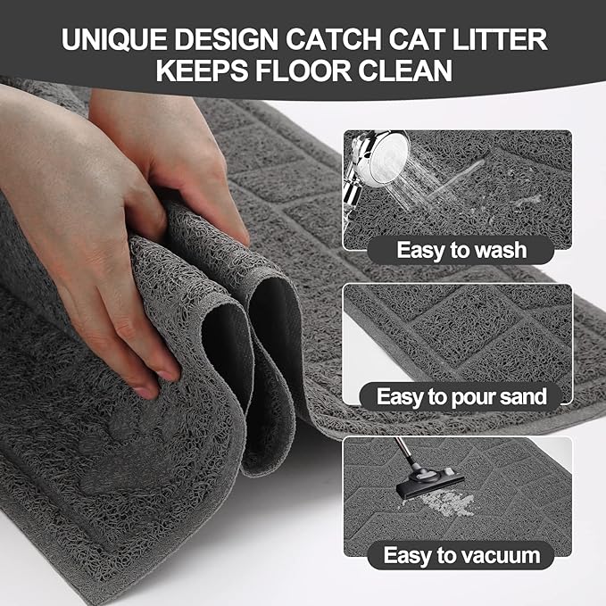 Cat Litter Box Mat, 35" x 24" Large Kitty Litter Trapping Mat Keep Floor Clean, Litter Box Mat Scatter Control, Waterproof, Easy to Clean, Durable Large Size Litter Mats for Floor