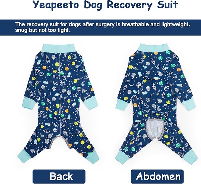 Recovery Suit for Large Medium Dogs After Surgery, Soft Breathable Anti Licking Dog Onesie E-Collar & Cone Alternative, Pet Bodysuit for Preventing Hair Loss Full Cover Wound(5XL, Rocket)