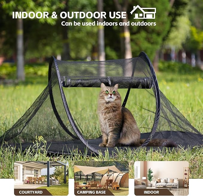 Pop-up Cat Tent, Portable Pet Playpen for Outdoor&Indoor,Outdoor Cat Enclosures - Cat Playpen for Camping,Traveling,Sunbathing