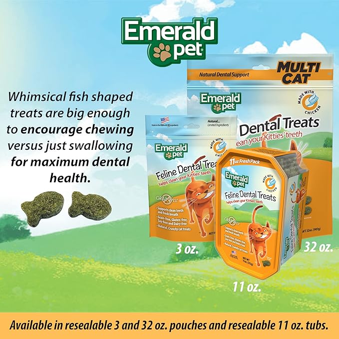 Feline Dental Treats — Tasty and Crunchy Cat Dental Treats Grain Free — Natural Dental Treats to Clean Cat Teeth, Freshen Cat Breath, and Reduce Plaque and Tartar Buildup — Chicken Treats, 32 oz