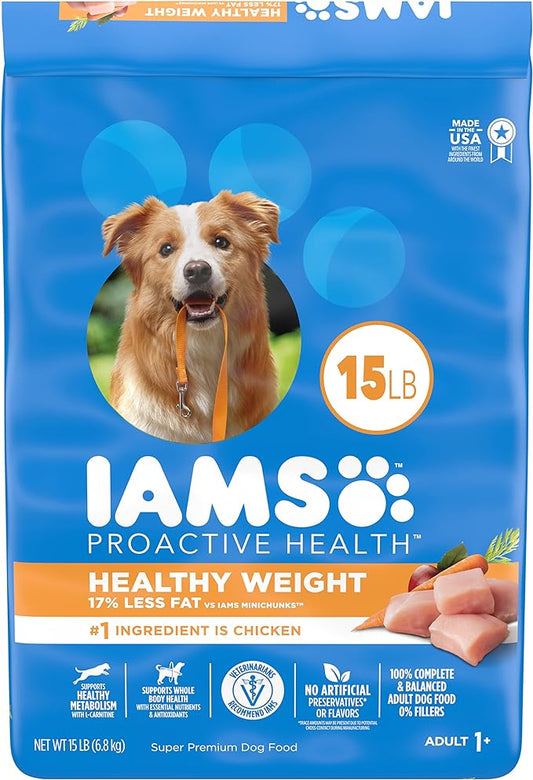 IAMS Adult Healthy Weight Control Dry Dog Food with Real Chicken, 15 lb. Bag