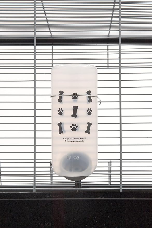Lixit Wide Mouth BPA-Free Cage Water Bottles for Rabbits, Ferrets, Guinea Pigs, Rats, Chinchillas, Hamsters, Mice, Hedgehogs, Gerbils and Other Small Animals. (Gray Paws, 16 Ounce)