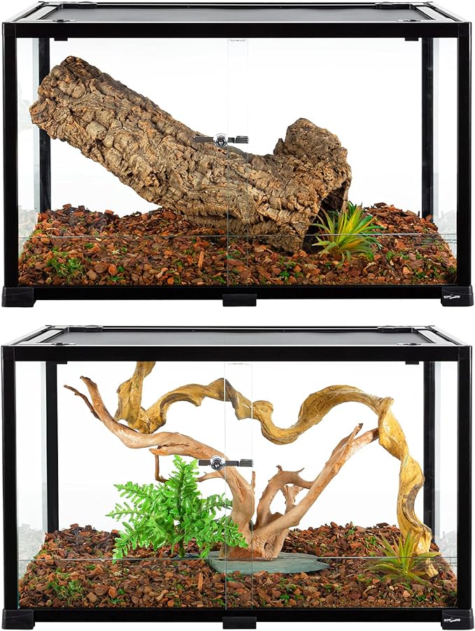 REPTIZOO 84 Gallon Large Reptile Terrarium Extra-Long 60" x 18" x 18" Spliceable Glass Reptile Tank, Double Top Cover Reptile Enclosure Habitats