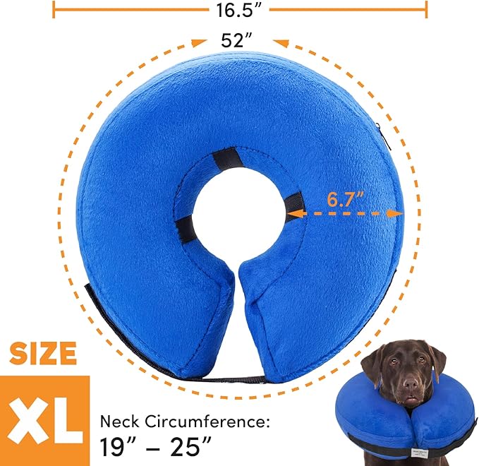 BENCMATE Protective Inflatable Collar for Dogs and Cats - Soft Pet Recovery Collar Does Not Block Vision E-Collar (X-Large, Blue)