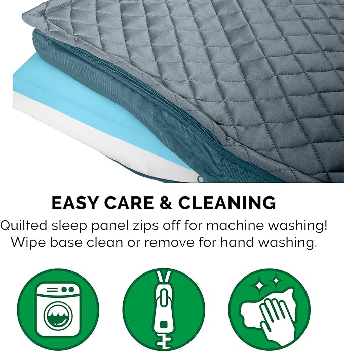 Furhaven Water-Resistant Cooling Gel Dog Bed for Large Dogs w/ Removable Quilt Top & Washable Cover, For Dogs Up to 125 lbs - Indoor/Outdoor Quilt Top Convertible Mattress - Calm Blue, Jumbo Plus/XXL