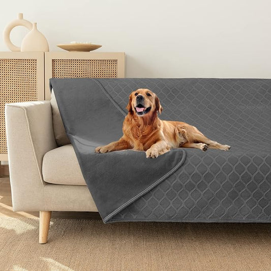 fuguitex Waterproof Dog Blanket Bed Cover Dog Crystal Velvet Moroccan Fuzzy Cozy Plush Pet Blanket Throw Blanket for Couch Sofa(68 * 82 inch, Dark grey+Grey)