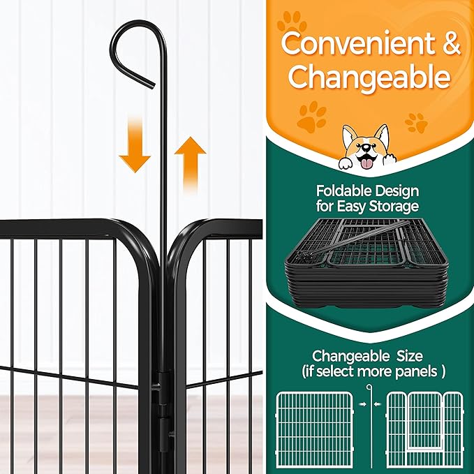 Yaheetech Dog Playpen Outdoor, Indoor Pen for Large/Medium/Small Dogs Animals Portable Playpen for RV Camping Garden Yard 32" Height 16 Panels