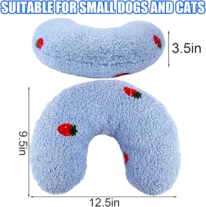 BABORUI Large Dog Calming Pillow for Dogs, U Shaped Dog Neck Pillow for Joint Relief Sleeping Improve, Machine Washable Pet Pillow for Dogs & Cats(Blue)