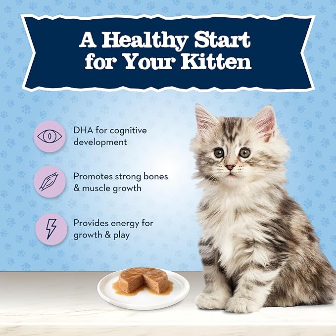 Blue Buffalo Baby BLUE Natural Kitten Wet Cat Food, Healthy Growth Formula with DHA, Chicken Recipe Multi-Pack, 3-oz. Cans (24 Count)