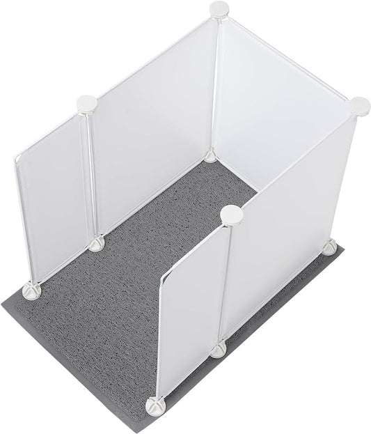 MEEXPAWS Cat Litter Box Enclosure Splash Guard Small 20.5L × 14W x 18H inch with Cat Litter Mat Easy Clean (White)