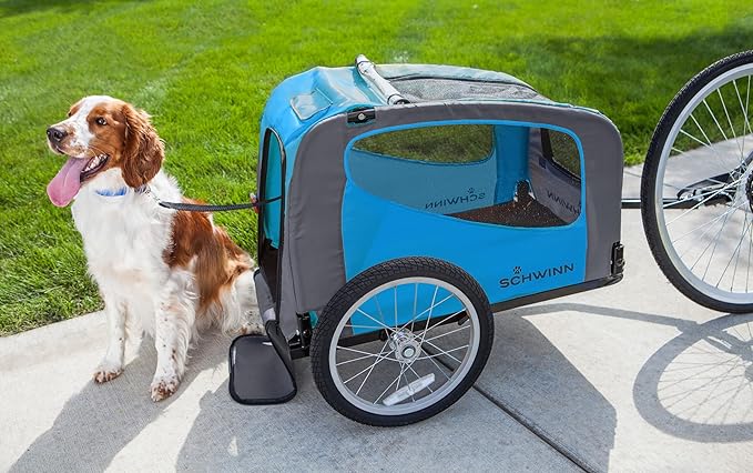 Schwinn Rascal Bike Dog Trailer, Carrier for Small and Large Pets, Easy Folding Cart Frame, Quick Release Wheel, Universal Bicycle Coupler, Washable Non-Slip Lining