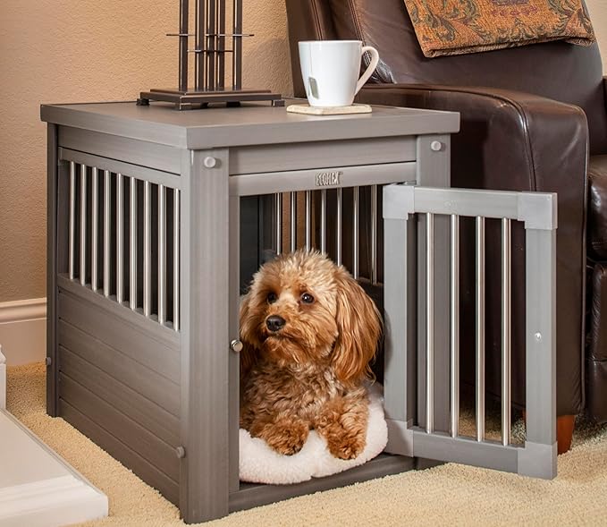New Age Pet ecoFLEX Pet Crate/End Table, Small, Grey