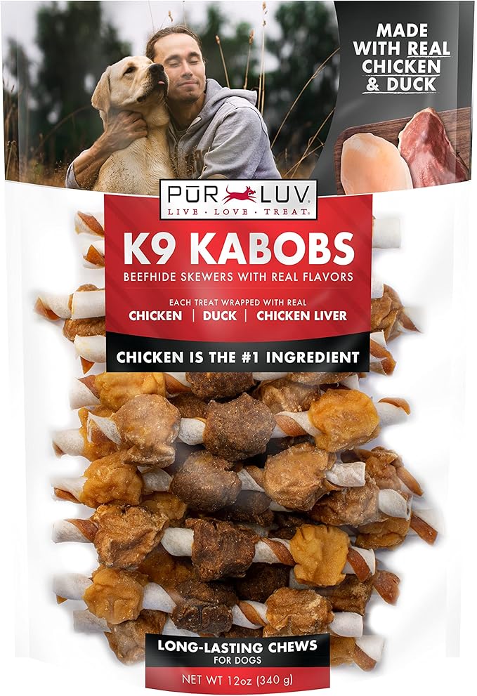 K9 Kabob Real Chicken, Duck, and Sweet Potato Dog Treats, Made with Real Chicken and Sweet Potato, Healthy, Easily Digestible, Long Lasting, and High Protein Dog Treat, 48 oz