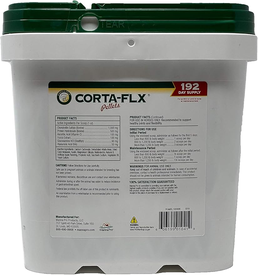 Manna Pro Corta-FLX Equine Joint Supplement | Horse Supplement for Healthy Joints | Quick & Effective Nourishment to Joints formulated with Vitamins and Minerals | 12 LB Pellet