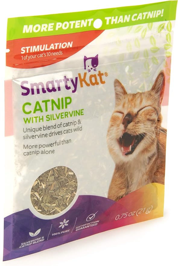 SmartyKat Catnip & Silvervine Blend for Cats & Kittens, Resealable Pouch - 0.75 Ounce (Pack of 2)