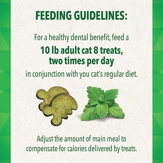 Greenies Feline Adult Natural Dental Care Cat Treats, Catnip Flavor, 4.6 oz. Pouch