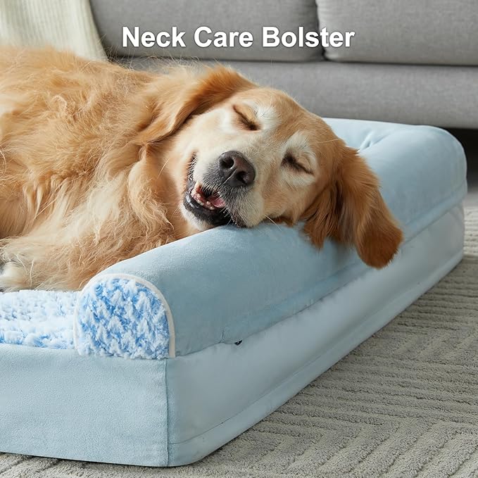 WNPETHOME Dog Beds for Large Dogs, Orthopedic Sofa Dog Bed Mat Pillow with Removable Waterproof Cover, Egg-Foam Dog Crate Bed for Medium Large Dogs