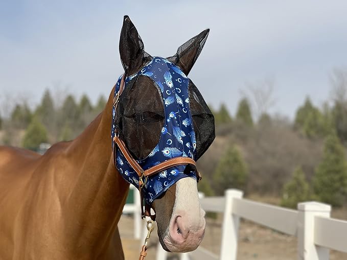 TGW RIDING Horse Fly Mask Super Comfort Horse Fly Mask Elasticity Fly Mask with Ears We Only Make Products That Horses Like (Spring Green, L)