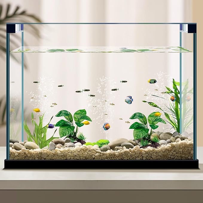 Reptile Artificial Plants, Terrarium Plants Decorations Supplies, Aquarium Fish Tank Plant, Amphibian Habitat Hideout Tank Accessories (M Set-2pcs/F)