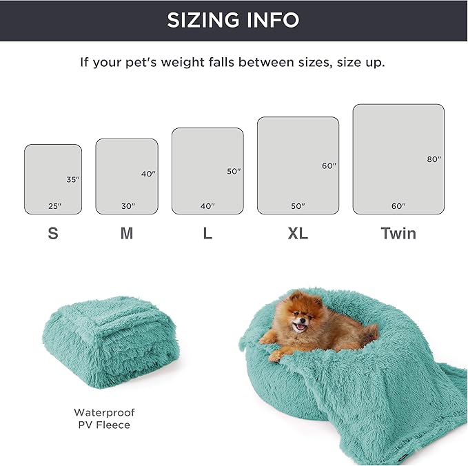 Bedsure Waterproof Dog Blankets for Large Dogs - Calming Cat Blanket for Couch Protector Washable, Long Faux Fur Pet Throw Blanket for Puppy, Reversible Furniture Protection, 50"x60", Light Green