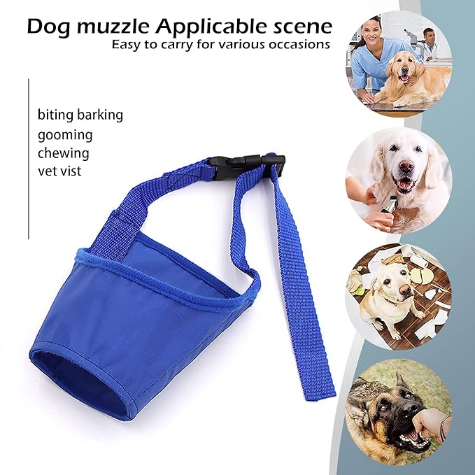 Parts Express Dog Muzzle, Soft Anti-Biting Barking Chewing Muzzle, Breathable Waterproof Adjustable Muzzle for Small Medium Dogs,Blue (S)