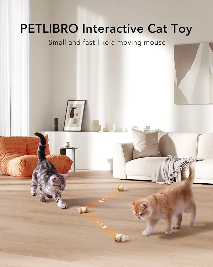 PETLIBRO Interactive Cat Toys for Indoor Cats, Automatic Cat Toy with LED Lights, Cat Mouse Toys, Smart Sensing Cat Toys, Moving Cat Toy, Smart Electric Cat Toy, USB Rechargeable, Auto On/Off