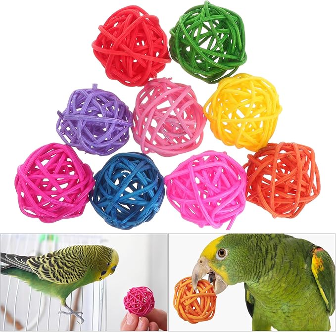 Baluue Wedding Decor 50PCS 3CM Colorful Rattan Parrot Chewing Toy Home DIY Decorative Pet Bird Toys