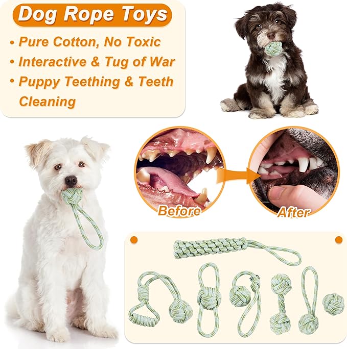 Dog Toys for Aggressive Chewers Tough Rope Chew Toys for Large and Medium Dog 3 Feet 5 Knots Indestructible Cotton Rope for Large Breed Dog Tug of War Dog Toy Teeth Cleaning (24pack)