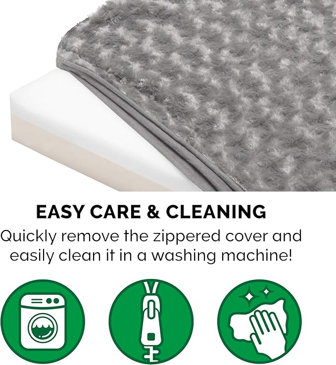 Furhaven Memory Foam Dog Bed for Large/Medium Dogs w/ Removable Washable Cover, For Dogs Up to 55 lbs - Ultra Plush Faux Fur & Suede Mattress - Gray, Large