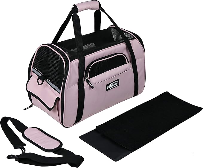 EliteField Soft Pet Carrier (3 Year Warranty, Airline Approved) Small Soft Dog Carrier Soft Cat Carrier Puppy Carrier Soft Sided Travel Carrier Bag (X-Large: 21" L x 12" W x 13" H, Pink)