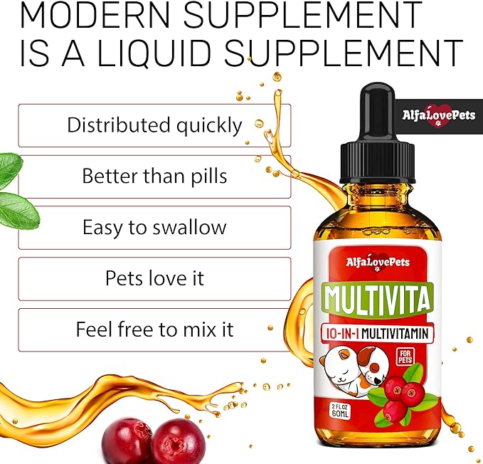 Dog Vitamins and Supplements ✿ Cat Multivitamin ✿ Cat and Dog Supplements & Vitamins ✿ Multivitamins for Dogs ✿ Hip & Joint Pet Vitamins ✿ Vitamin C for Dogs ✿ Vitamin B12 for Cats ✿ Made in USA ✿ 2Oz