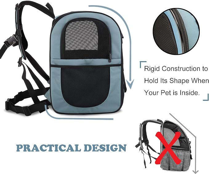 APOLLO WALKER Pet Carrier Backpack for Small Cats and Dogs, Puppies, Two-Sided Entry, Safety Features and Cushion Back Support for Travel, Hiking, Outdoor Use (Blue)