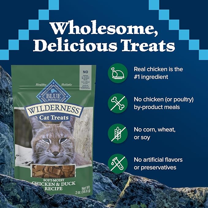 Blue Buffalo Wilderness Soft Cat Treats, Made with Natural Ingredients, Chicken & Duck Recipe, 2-oz. Bag