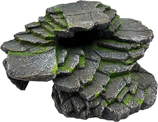 Reptile & Amphibian Habitat Hideouts-Reptile Rock Hide Cave - Exceptional Hideout Terrarium Decor Ornament Shelter for Reptiles & Amphibians