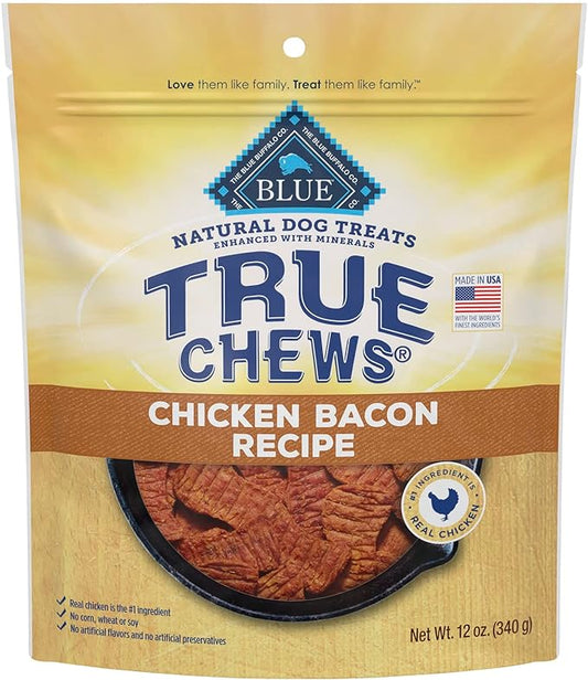 Blue Buffalo True Chews Premium Natural Dog Treats, Chicken and Bacon 12 oz bag