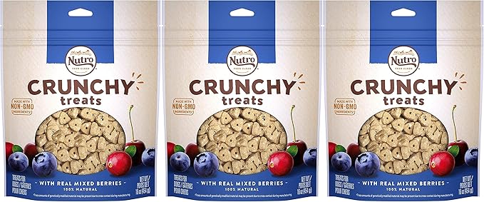 Nutro 3 Pack of Crunchy Dog Treats with Real Mixed Berries, 16 Ounces Each, Non-GMO