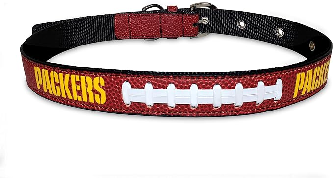 Pets First Tough Leather Pet Collar NFL Green Bay Packers Premium Dog Collar, Limited Edition, Size Large. Best & Strongest Heavy-Duty Dog Collar!, Large (20-29"" Long & 1"" Wide)
